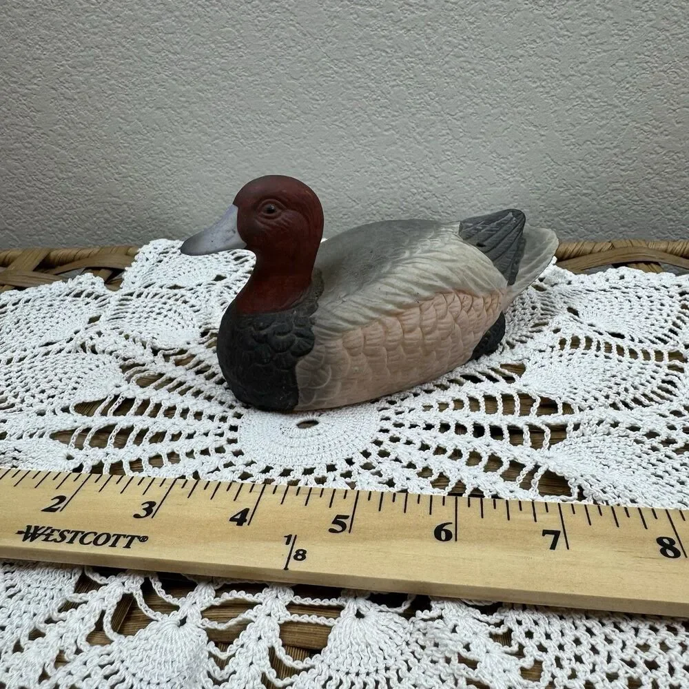 Ceramic Painted Duck Figurine, Signed, Brown/Gray/Black
